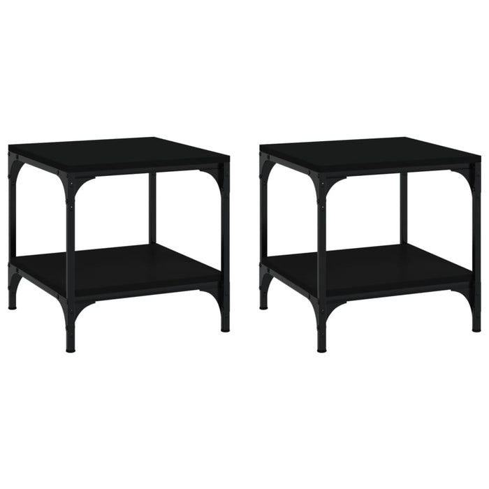 Side tables 2 pcs. Black 40x40x40 cm made of wood