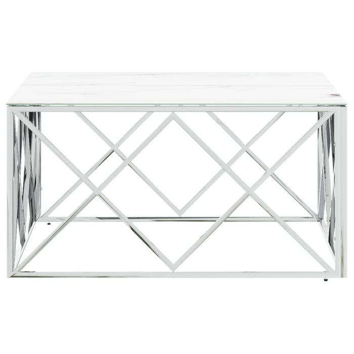 Coffee table silver 80x80x40 cm stainless steel and glass