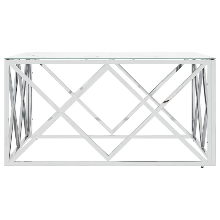 Coffee table silver 80x80x40 cm stainless steel and glass