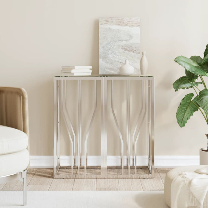 Console table 70x30x70 cm stainless steel and glass