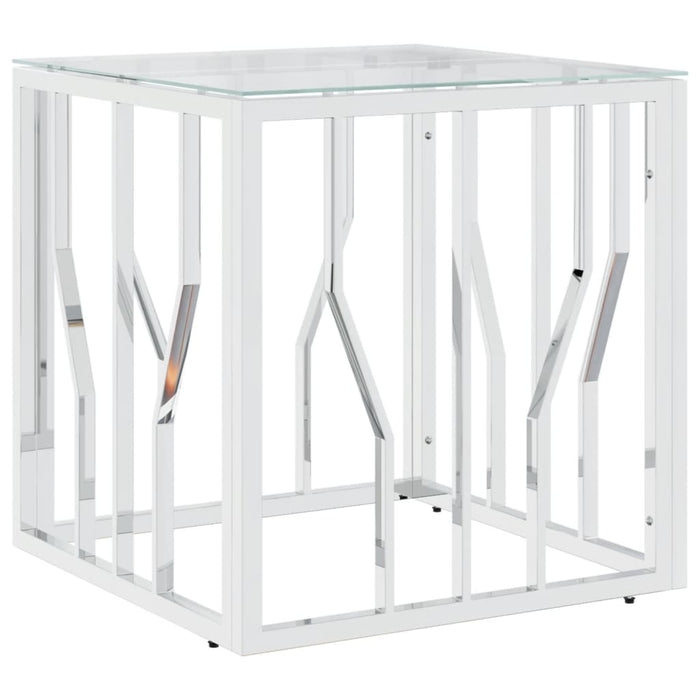 Couchtisch Silbern 50x50x50 cm Edelstahl und Glas