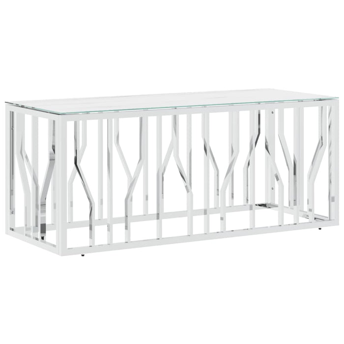 Couchtisch Silbern 110x45x45 cm Edelstahl und Glas
