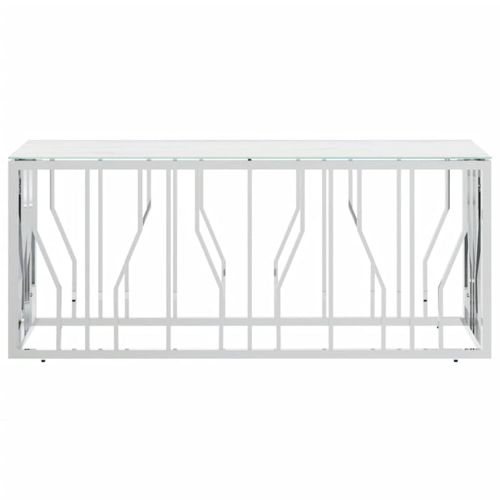 Couchtisch Silbern 110x45x45 cm Edelstahl und Glas