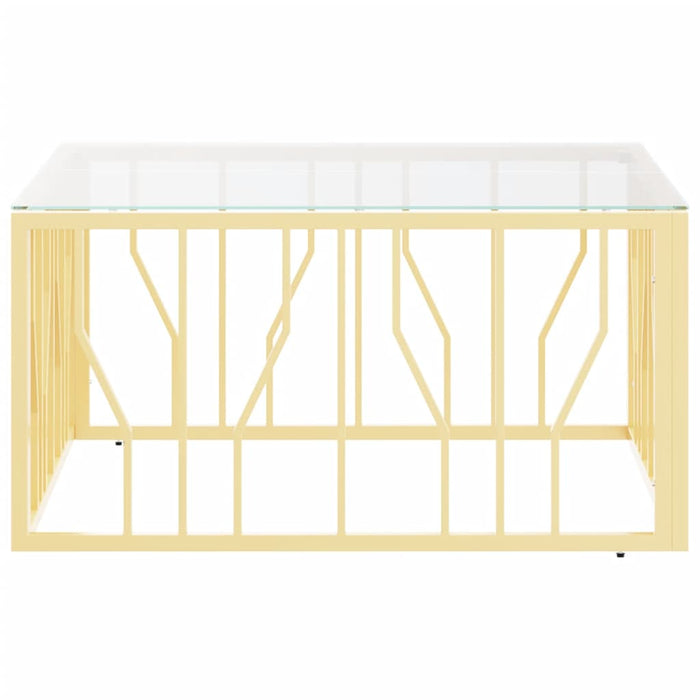Couchtisch Golden 80x80x40 cm Edelstahl und Glas