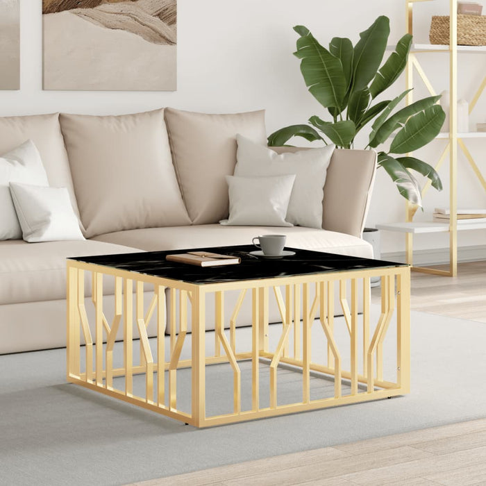 Coffee table Golden 80x80x40 cm stainless steel and glass