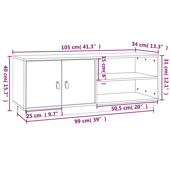 TV-Schrank Honigbraun 105x34x40 cm Massivholz Kiefer