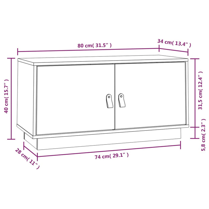 TV-Schrank Honigbraun 80x34x40 cm Massivholz Kiefer