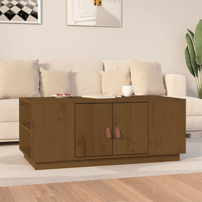 Coffee table honey brown 100x50x41 cm solid pine wood