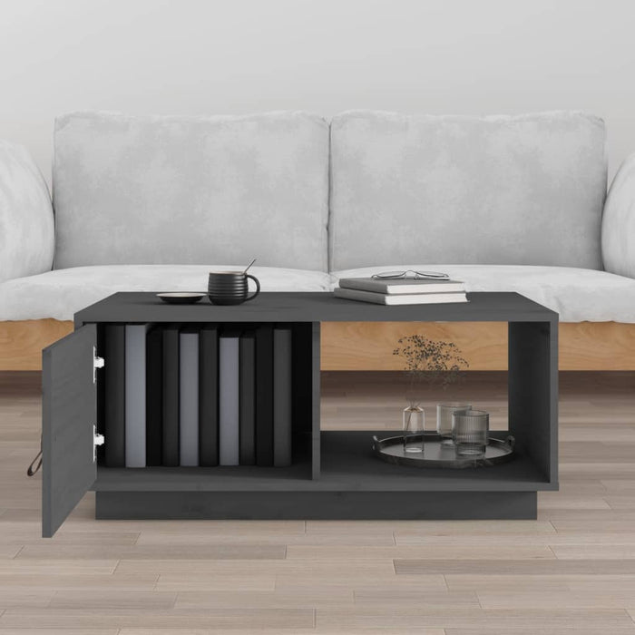 Coffee table gray 80x50x35.5 cm solid pine wood