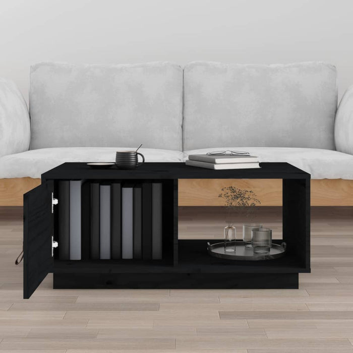 Coffee table black 80x50x35.5 cm solid pine wood