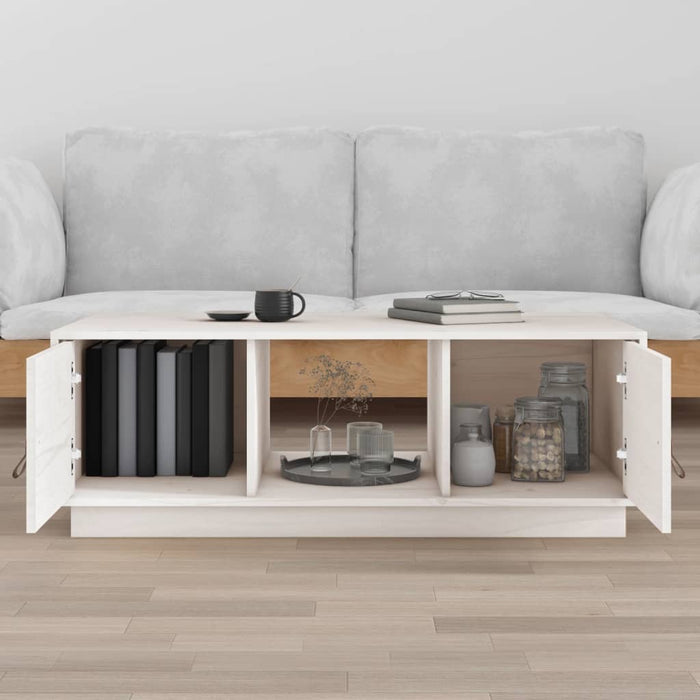 Coffee table white 100x50x35 cm solid pine wood