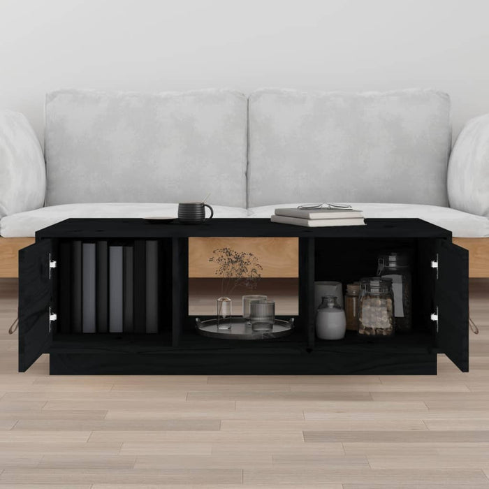 Coffee table black 100x50x35 cm solid pine wood