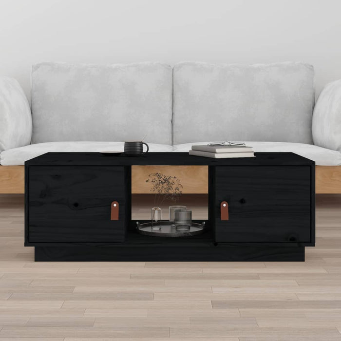 Coffee table black 100x50x35 cm solid pine wood