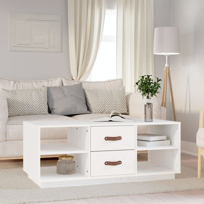Coffee table white 100x50x41 cm solid pine wood