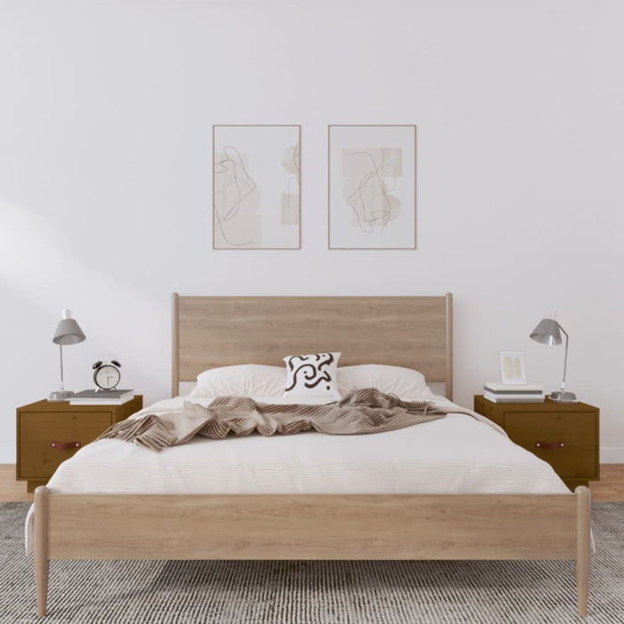 Nachttische 2 Stk. Honigbraun 40x34x35 cm Massivholz Kiefer