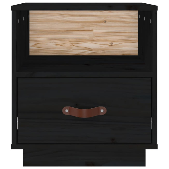 Nachttische 2 Stk. Schwarz 40x34x45 cm Massivholz Kiefer