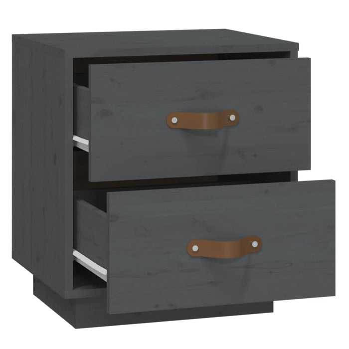 Nachttische 2 Stk. Grau 40x34x45 cm Massivholz Kiefer