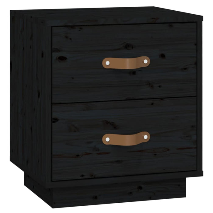 Nachttische 2 Stk. Schwarz 40x34x45 cm Massivholz Kiefer