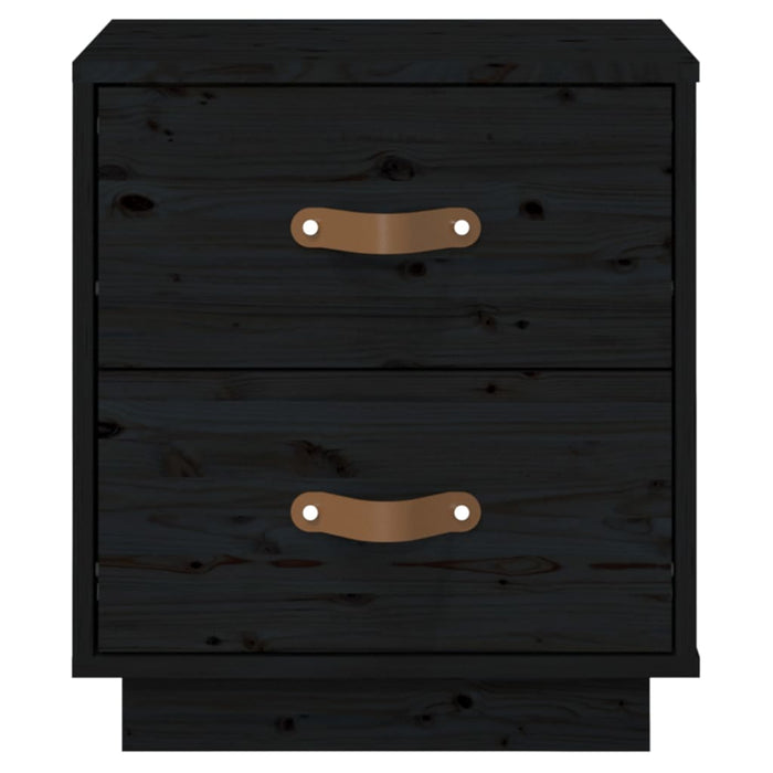 Nachttische 2 Stk. Schwarz 40x34x45 cm Massivholz Kiefer