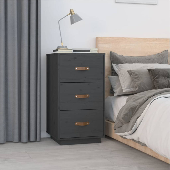 Nachttische 2 Stk. Grau 40x40x75 cm Massivholz Kiefer