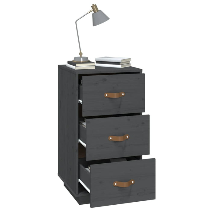 Nachttische 2 Stk. Grau 40x40x75 cm Massivholz Kiefer
