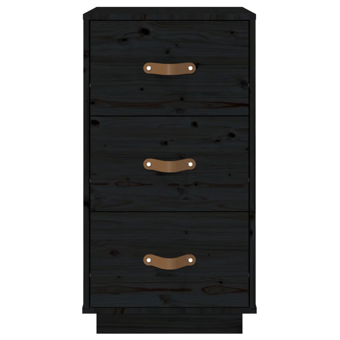 Nachttisch Schwarz 40x40x75 cm Massivholz Kiefer