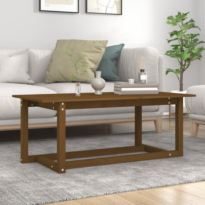 Coffee table honey brown 110x55x45 cm solid pine wood