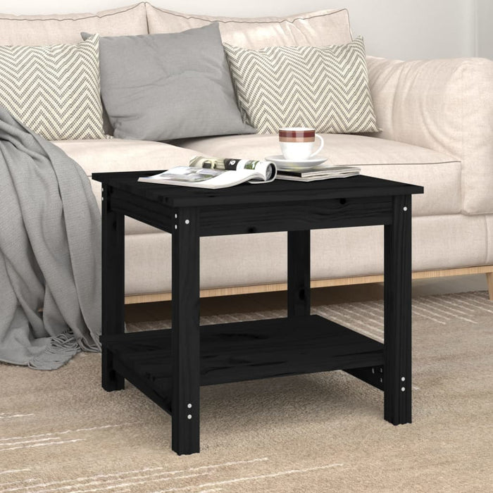 Coffee table black 50x50x45 cm solid pine wood