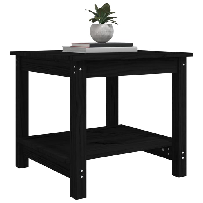 Coffee table black 50x50x45 cm solid pine wood