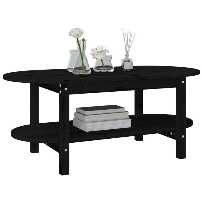 Coffee table black 80x45x45 cm solid pine wood
