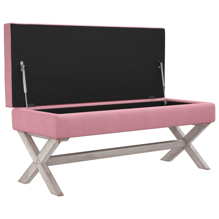 Stool with storage space pink 110x45x49 cm velvet