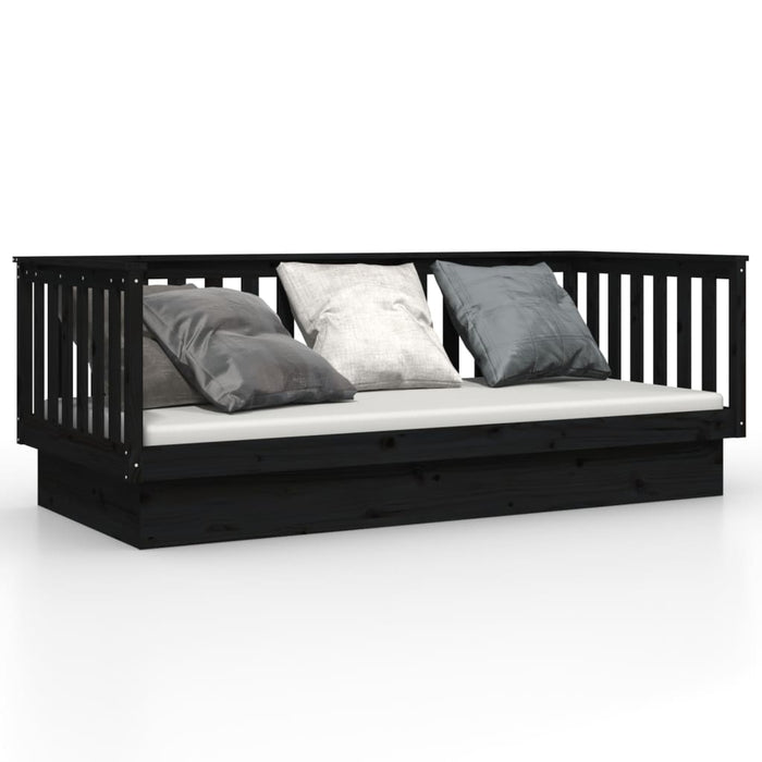 Tagesbett Schwarz 90x200 cm Massivholz Kiefer