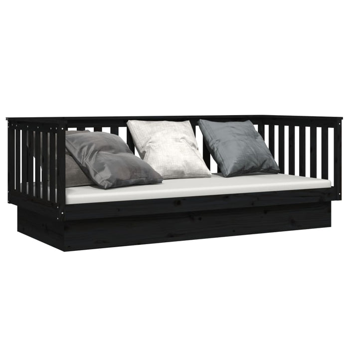 Tagesbett Schwarz 90x200 cm Massivholz Kiefer