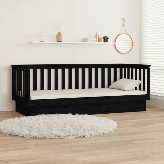 Tagesbett Schwarz 90x200 cm Massivholz Kiefer