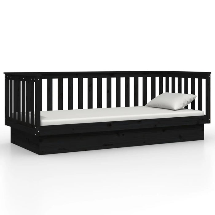 Tagesbett Schwarz 90x200 cm Massivholz Kiefer