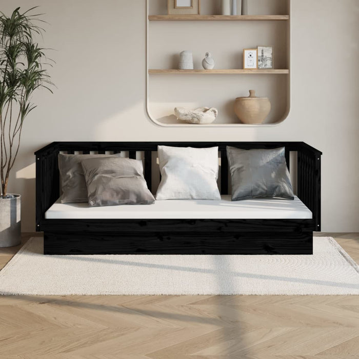 Tagesbett Schwarz 90x200 cm Massivholz Kiefer