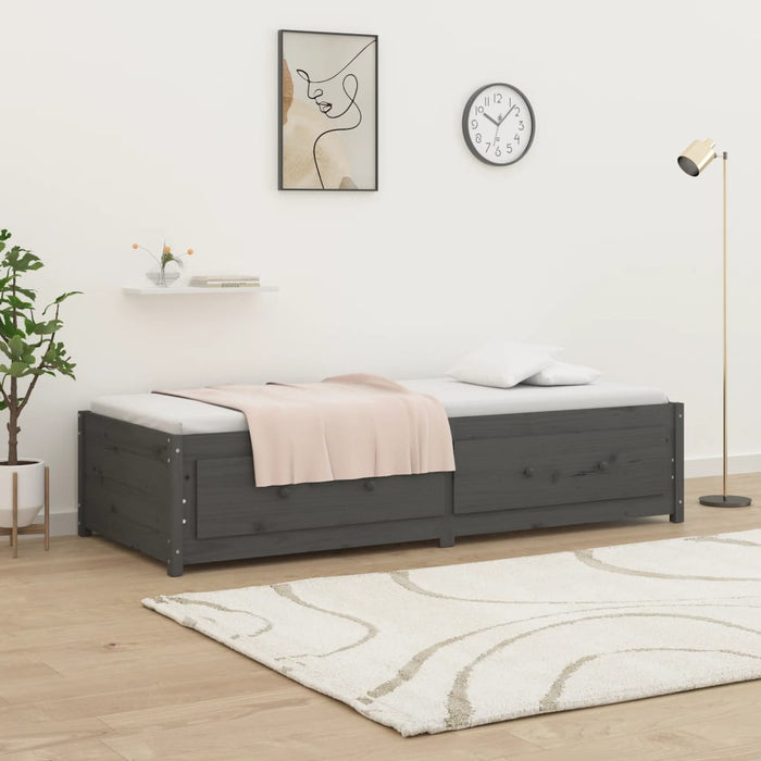 Tagesbett Grau 80x200 cm Massivholz Kiefer