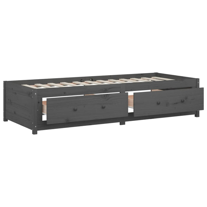 Tagesbett Grau 80x200 cm Massivholz Kiefer