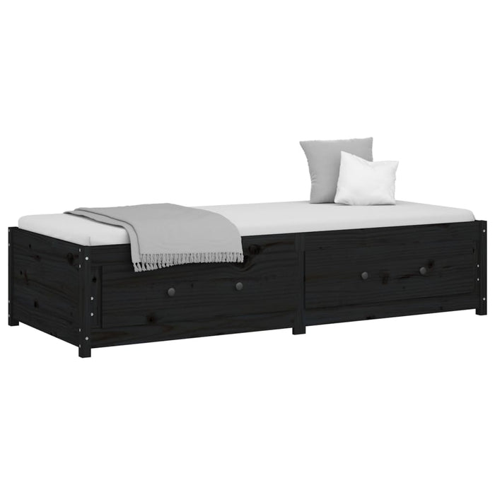 Tagesbett Schwarz 80x200 cm Massivholz Kiefer