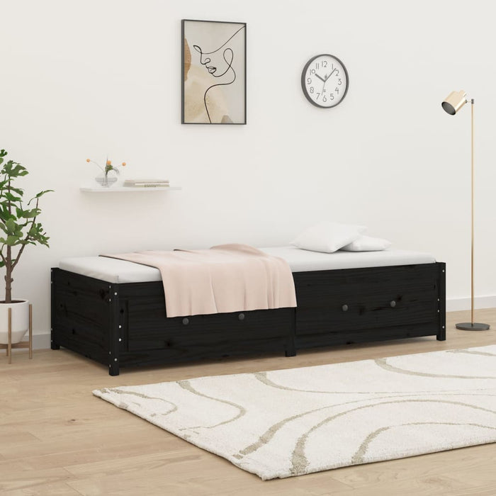 Tagesbett Schwarz 80x200 cm Massivholz Kiefer