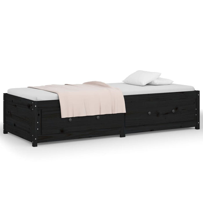 Tagesbett Schwarz 80x200 cm Massivholz Kiefer