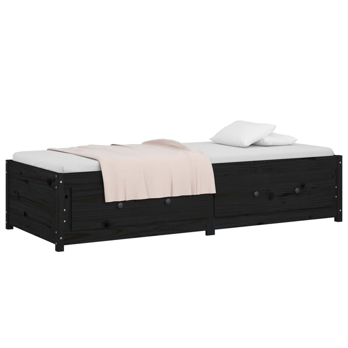 Tagesbett Schwarz 80x200 cm Massivholz Kiefer