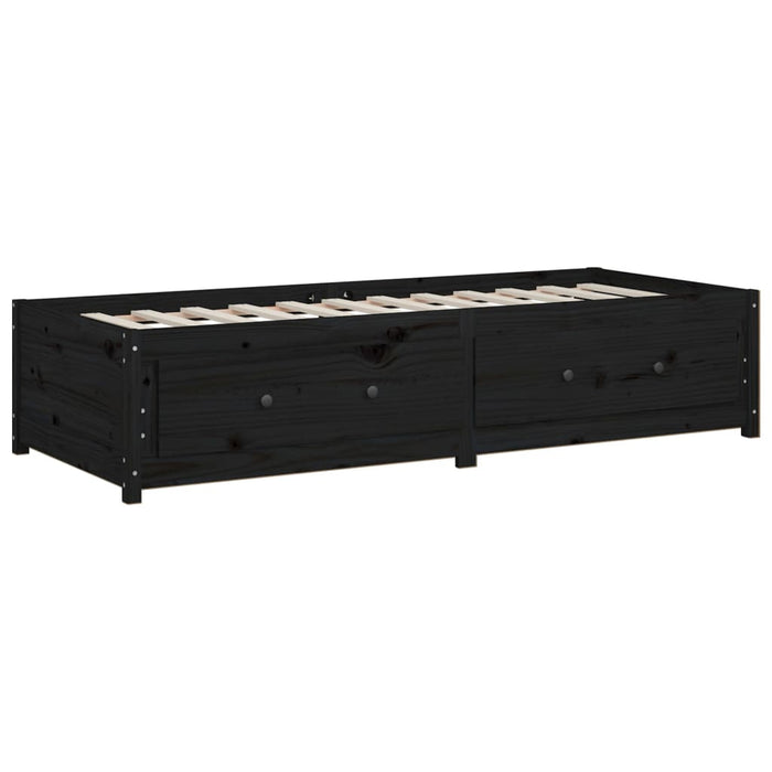 Tagesbett Schwarz 80x200 cm Massivholz Kiefer