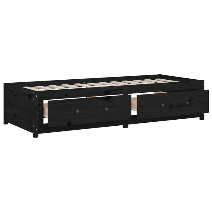Tagesbett Schwarz 80x200 cm Massivholz Kiefer