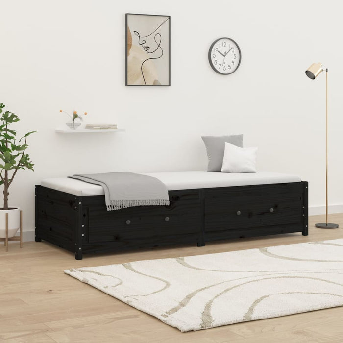 Tagesbett Schwarz 80x200 cm Massivholz Kiefer