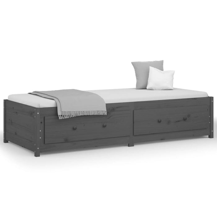 Tagesbett Grau 75x190 cm Massivholz Kiefer