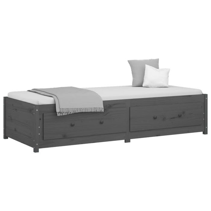 Tagesbett Grau 75x190 cm Massivholz Kiefer
