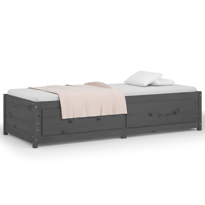 Tagesbett Grau 75x190 cm Massivholz Kiefer