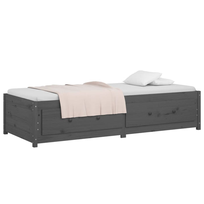 Tagesbett Grau 75x190 cm Massivholz Kiefer