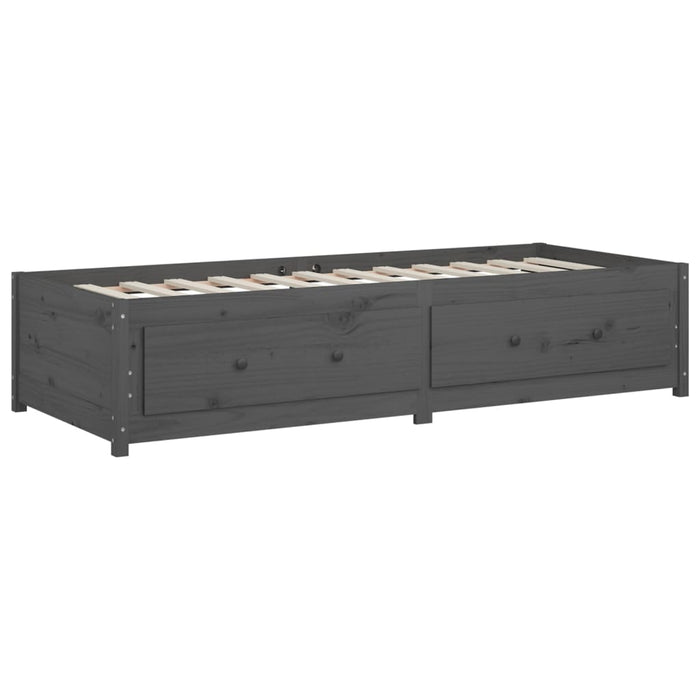 Tagesbett Grau 75x190 cm Massivholz Kiefer
